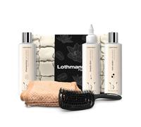Lothmann Paris - Coffret Cadeau Soin Cheveux, Kit Complet avec Shampooing, Soin, Eau Lamellaire, Brosse Curve, Serviette et Trousse