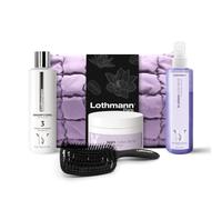 Lothmann Paris - Trousse Routine Essentiels Blond Signature | Shampooing Nutri-Glow + Masque Soin Color Blond + Bi-Phase + Brosse Curve Flexible | Cheveux blonds, méchés ou décolorés