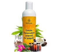 Lotion corporelle 100% naturelle - 300 ml - Certification BIO. Crème réaffirmante, régénératrice e hydratante avec propolis, karité, rosier rubigineux, chanvre et huiles essentielles.