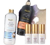 Lotion éclaircissante pour le corps, infusion de glutathion, formule hydratante au collagène, kit 6 en 1