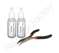 Lotion pour dissoudre la colle à base de kératine/silicone des extensions capillaires, pinces