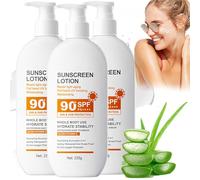 Lotion Solaire, Crème Solaire Visage Et Corps SPF 90, Grande Contenance, Protection Solaie SPF 90, Crème Solaie Réparatrice Anti-âge, Crèm Solaie Hydratante Et Réparatrice (3 pièces)