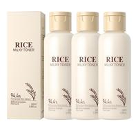 Lotion tonique au riz pour le visage, 100 ml, lotion tonique au lait de riz coréen, hydratante et tonifiante, améliore la texture de la peau et réduit les pores, améliore la fermeté de la peau (3PCS)