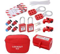 LOTO Kit de verrouillage pour sécurité industrielle - Serrures à moraillon en acier, serrures de disjoncteur, 10 étiquettes en PVC, cadenas de sécurité, attaches de câble et boîte de verrouillage