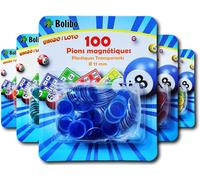 Loto Magnétique-100 Pions Magnétiques-17 Mm De Diamètre-Coloris Au Choix-Bleu,Orange,Jaune,Vert,Rouge,Violet-Bingo (Bleu)