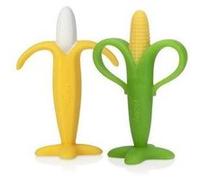 Nuby Anneaux de dentition Banane et Maïs Silicone – Lot de 2 – Dès 3 mois