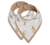 Lots de 2 bavoirs bandana en coton blanc, marron clair TU