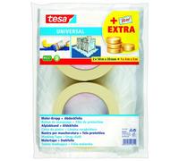 Lots de 2 rouleaux masquage Tesa 50mx30mm crème + 1 bâche