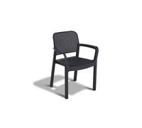Lots de 6 Fauteuils monoblocs - empilables en resine de synthese - imitation rotin tresse rond - ALLIBERT BY - SAMANNA