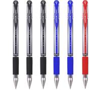 Lots De 6 Stylos À Bille Signo Gel Grip Um-151s - 0,7 Mm - 3 Noirs,2 Bleus Et 1 Rouge