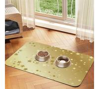 Lots of Stars Gold Seamless,Waterproof Pet Feeding Mat,PU Leather Placemats for Cat Dog Water Bowl,Food Mats,40x60cm