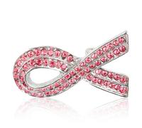Lotsdonxia Broche en forme de ruban rose avec strass - Accessoire de mode élégant - Broche décorative créative pour sensibilisation au cancer du sein pour vêtements, taille unique, Métal, Pas de gemme