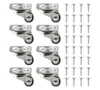Lotsdonxia Lot de 8 roulettes à profil bas - Roulettes pivotantes auto-adhésives en caoutchouc de 1,3 cm pour meubles, rangement sous lit et jardinières, kit de mobilité silencieux à 360° (comprend
