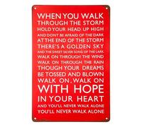 Lotsdonxia Plaque en métal « You'll Never Walk Alone » - Art mural vintage en métal - Poster de chant du club de football de Liverpool pour pub, bar et décoration d'intérieur