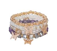 LOTSOF Ensemble de bracelets à perles bohème pour femme - Bracelet empilable multicouche avec cristaux et breloques florales, bijoux tendance à offrir pour elle, Springs1, fausses perles de quartz