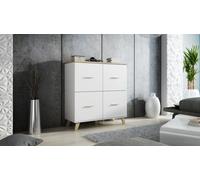 LOTTA 110 4D Commode blanc + chêne Sonoma