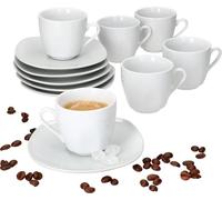 lotta de 6 tasses à expresso 80ml avec soucoupes 6 personnes blanc porcelaine
