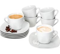 lotta set de 6 tasses à café avec soucoupes pour 6 personnes blanc porcelaine thé