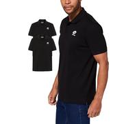 Lotto Lot de 2 polos pour homme, taille L à 5XL, polo à manches courtes, en coton, avec logo brodé, 2 couleurs, Noir , 5XL