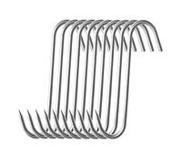 Lottogo Crochets à viande, 10 crochets en S, crochets à viande lourds, en acier inoxydable, crochets à fumer, crochets de suspension, crochets de pêche, crochet à viande a un diamètre de 4 mm