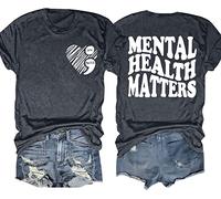 LOTUCY Mental Health Matters T-shirt humoristique pour femme Thérapeute psychologue T-shirt de sensibilisation aux maladies du cerveau humain, gris foncé, Taille M