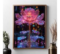 Lotus 5D DIY Diamond Painting Fleur Peinture Diamant Adulte, DIY Broderie Diamant Strass Cristal Point de Croix Painting pour Adultes, Enfants, Murale Cadeau Décoration Lntérieur (60x80cm) JPF V-6
