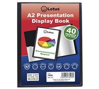 Lotus 78208 Porte-vues A2 noir de qualité supérieure avec 40 pochettes pour professionnels, entreprises, étudiants, projets, école, collèges et organisation de bureau - Améliorez la gestion de vos