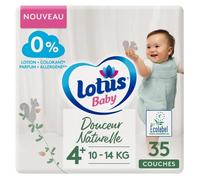 LOTUS BABY Couches Douceur Naturelle taille 4+ - 10 à 14 kg - Le paquet de 35 couches
