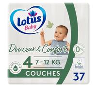 Lotus Baby Douceur & Confort - Couches Taille 4 (7-12 kg) - 37 Unité, Blanc