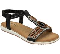Lotus Black Casual Low Wedge Sandals