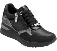 Lotus Black Zip-Up Wedge Trainers