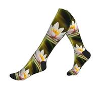 Lotus Blossom Chaussettes de compression élastiques pour escalade, randonnée et vélo Noir, 2 Noir-2, Taille unique