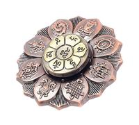 Lotus Bouddhiste Meditation Fidget Spinner, finition cuivre antique avec symboles de bon augure, jouet anti-stress, décoration de bureau zen (C)