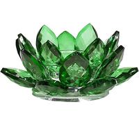 Lotus bougeoir cristal vert -- 4.5x11 cm