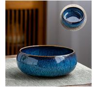 Lotus Bowl Jardinière rétro en céramique pour plantation dans l'eau à l'intérieur, grand calibre glaçage, jonquille, nénuphar, succulente, bassin en céramique simple (Style-D)