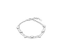 LOTUS Bracelet style LS2560-2/1 pour femme - Acier inoxydable argenté, double chaîne avec pendentifs en forme de cœur, 19 cm, fermoir mousqueton réglable