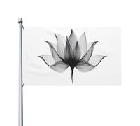 Lotus Dessin Drapeaux Minimalistes Yard House - 0,9 x 1,5 m - Bannière de vœux avec œillets - Décoration d'intérieur ou d'extérieur