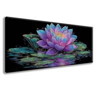Lotus Diamond Painting Adulte, Fleur Broderie Diamant Painting Kit Complet, DIY 5D Peinture Diamant Diamond Strass Point de Croix Cristal Artisanat Kit pour Decoration Maison 60x120cm -zzg2508E7