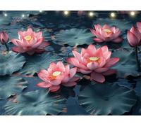 Lotus Diamond Painting Rivière Peinture Diamant Adulte, DIY Diamond Painting Kit Complet, Tableau Perle Diamant, Strass Cristal Peinture Paintings par Numéros Kit pour Décoration Salon 25x35cm K9-572