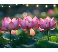 Lotus Diamond Painting Usine Peinture Diamant Adulte, 5D DIY Diamond Painting Kit Complet, Tableau Perle Diamant, Strass Cristal Peinture Paintings par Numéros Kit pour Décoration Salon 35x45cm K9-874