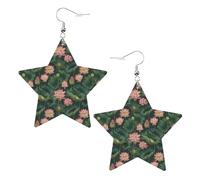 Lotus Élégant Et Feuilles Boucles D'Oreilles En Cuir Double Face Boucles D'Oreilles Légères Boucle D'Oreille Pour Quotidien Femme Décorations