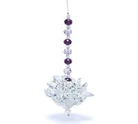 Lotus en cristal Feng Shui avec chaîne violette -- 10 cm