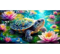 Lotus-étang-Tortue Puzzle 1000 Pieces Cadeau Unique Jeu éduchatif Challenge Toy de qualité supérieure Peinture Art pour Adultes et Enfants 38x26cm/1000pcs
