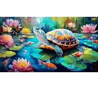 Lotus-étang-Tortue Puzzle 1000 pièces Educa Cadeau Unique De l'art Décoration Jeu éduchatif Challenge Toy pour Adultes & Enfants des 14 Ans 75x50cm/1000pcs