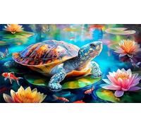 Lotus-étang-Tortue Puzzle 1000 pièces Educa Cadeau Unique De l'art Décoration Jeu éduchatif Challenge Toy pour Adultes & Enfants des 14 Ans 38x52cm/1000pcs