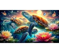 Lotus-étang-Tortue Puzzle 1000 pièces Educa Cadeau Unique Décoration Intérieure Jeu éducatif Challenge Toy pour Adultes et Enfants à partir de 14 Ans 38x26cm/1000pcs