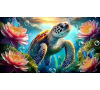 Lotus-étang-Tortue Puzzle 1000 pièces Educa Cadeau Unique Décoration Intérieure Jeu éducatif Challenge Toy pour Adultes et Enfants à partir de 14 Ans 38x52cm/1000pcs