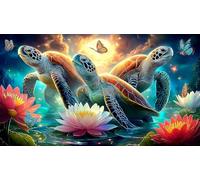 Lotus-étang-Tortue Puzzle 1000 pièces Educa Divertissement créatif De l'art Décoration Jeu éducatif Challenge Toy pour Adultes et Enfants à partir de 12 Ans 38x26cm/1000pcs