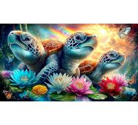 Lotus-étang-Tortue Puzzle 1000 pièces Educa Divertissement créatif De l'art Décoration Jeu éducatif Challenge Toy pour Adultes & Enfants des 14 Ans 38x52cm/1000pcs