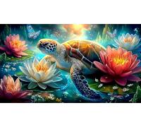 Lotus-étang-Tortue Puzzle 1000 pièces Educa Jeu D'Intelligence Décoration Intérieure Jeu éducatif Challenge Toy pour Adultes & Enfants des 14 Ans 75x50cm/1000pcs